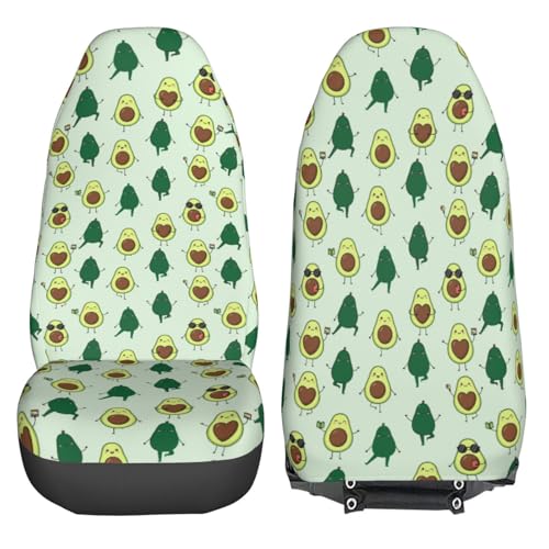 Dujiea Green Cute Avocado Car Front Seat Covers 2 Pcs Universal Auto Seat Covers Front Seats Only, Vehicle Bucket Seat Protectors Fit for Most Car SUV Sedan and Truck - color: Cute Avocado