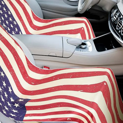 Hahafelt 2 Pack Car Seat Towel Covers with Storage Bag, 63 x 32 Inch Universal Non Slip Waterproof Sweat Protector for Car Truck, Gym Swimming Running, Machine Washable (American Flag) - style: American Flag