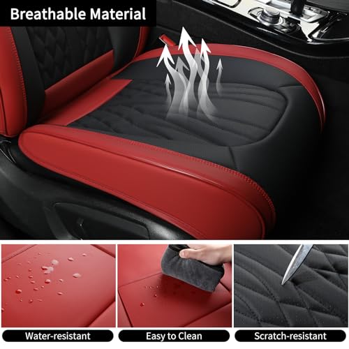 MINGBRON Car Seat Covers,Breathable and Waterproof Faux Leather Automotive Seat Covers for Cars SUV Pick-up Truck Sedan,Universal Anti-Slip Driver Seat Covers Wine Red - color: Wine Red, size: 2 Seat Covers (Front Only)