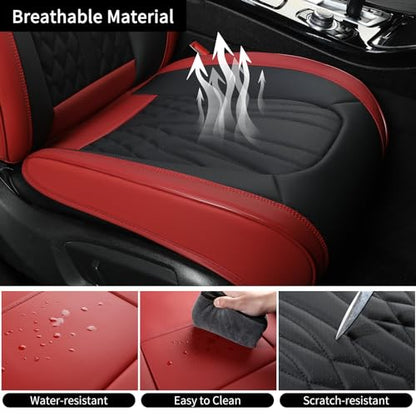 MINGBRON Car Seat Covers,Breathable and Waterproof Faux Leather Automotive Seat Covers for Cars SUV Pick-up Truck Sedan,Universal Anti-Slip Driver Seat Covers Wine Red - color: Wine Red, size: 2 Seat Covers (Front Only)