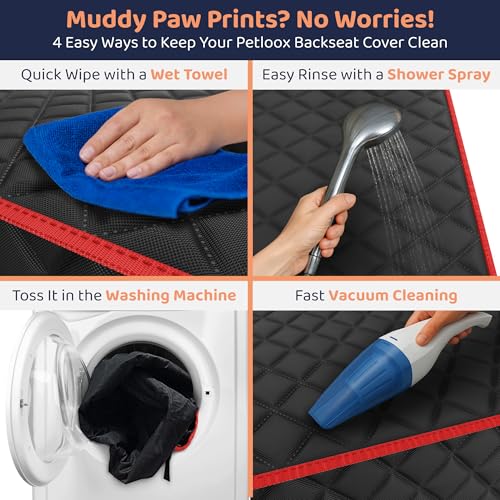 Dog Car Seat Cover for Back Seat, Waterproof Hammock for Car, SUV & Truck, Non-Slip Backseat Cover for Dogs, Heavy-Duty Dog Hammock Style Seat Protector Pets, Easy to Install & Clean