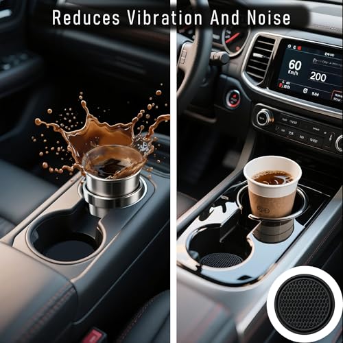 Car Cup Holder Coaster 4 Pack - Non Slip & Shockproof,Flexible PVC Rubber Insert for Car/Truck/SUV/Van (2.75"x0.2") Universal Fit Auto Cup Holders Accessories for Women and Man (Black) - color: Black