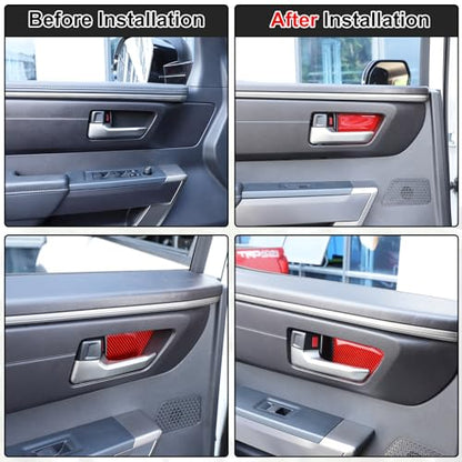 Aunginsy Car Door Handle Cup Sticker Fit Toyot@a Tundra/Sequoia 2022-2023 Non-Marking Bowl Protector Real Carbon Fiber 3D Scratches Protective Films Accessories - size: Inner Door Handle Bowl Sticker