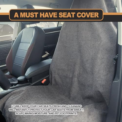 KEVWR Car Waterproof Towel Front Seats Seat Covers, Washable Seat Protector, Fit Beach Swimming Outdoor Sports, Compatible with Most Cars Trucks Suvs Car (Grey) - color: Gray