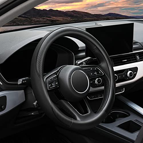 Soft Microfiber Leather Anti-Slip Car Steering Wheel Cover, Universal Fit 15 Inch for Women Girls, Fit Vehicles, Sedans, SUVS, Vans, Trucks - Black - color: E-Black