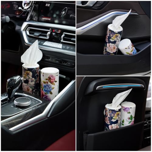 Facial Tissue Cylinder Holder with Cap, Travel Tissue Tubes Box Container, Suitable for Car Cup Holder (4 Pack, 200 Sheets) - style: Roses