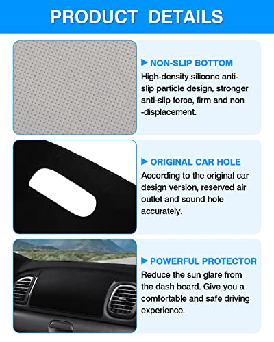 Autorder Dashboard Cover Mat for Dodge Ram 1500 2500 3500 1998-2001 Accessories Dash Cover Flannel Dash Mat Sunshade Glare UV Rays Protector - size: Black 1998-2001 Dodge Ram