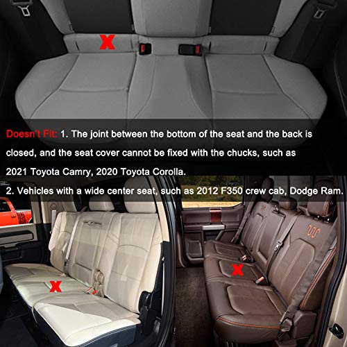Black Panther Luxury PU Leather Rear Car Seat Cover Adjustable Length (49-55'') Back Seat Protector Fits 90% Vehicles (Sedan SUV Truck), for Seat Bottom Only, Triangle Quilting Design, Black - color: Rear Black