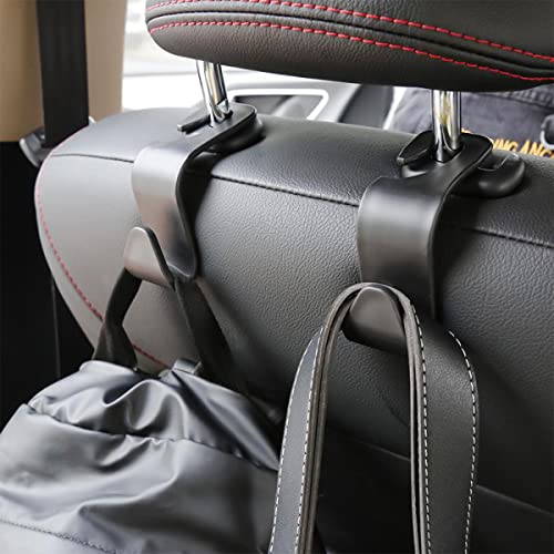 Car Back Seat Headrest Hooks, 4 Pack Black Stylish Back Seat Hanger for Car Handbag Clothes Coats Grocery Bags, Car Interior Accessories (Black2) - color: Black2