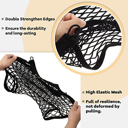 Frienda 2 Pieces Stretchable Small Cargo Net Pocket Storage Mesh Net Elastic Automotive Storage Pouch with 8 Pieces Mounting Screws and Hooks for Truck Car SUV Boats(29 x 9.8 Inches) - size: 29 x 9.8 Inches