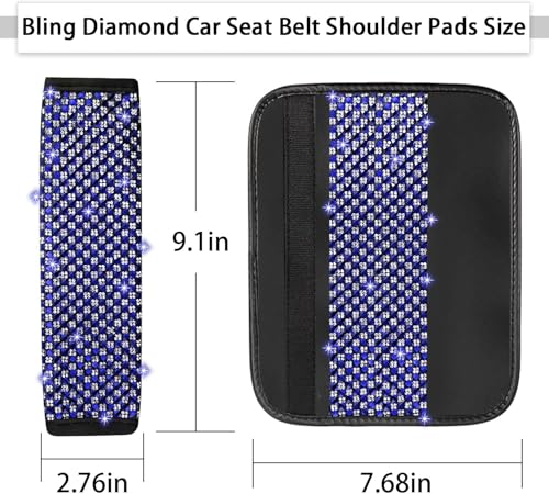 NBTEPEM 2 Pack Bling Car Seat Belt Covers, Diamond Seatbelt Shoulder Protection, Rhinestones Seat Belt Strap Cover Shoulder Pad, Universal Bling Car Interior Accessories Fit for Car/Truck/SUV(Blue) - color: Blue