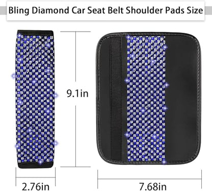 NBTEPEM 2 Pack Bling Car Seat Belt Covers, Diamond Seatbelt Shoulder Protection, Rhinestones Seat Belt Strap Cover Shoulder Pad, Universal Bling Car Interior Accessories Fit for Car/Truck/SUV(Blue) - color: Blue