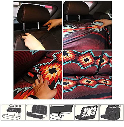 FUSURIRE Stylish Sunflower Love Print Car Seat Covers Full Set for Women, 4 Pcs Front and Rear Bench Seat Covers, Universal Auto Accessories for Most Cars Truck Van SUV - color: Sunflower Love Print