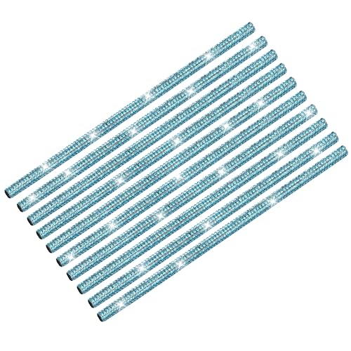 INSAUTO Bling Car Vent Outlet Trim,Bling Car Accessories for Women, 10pcs Rhinestone Bling Car Air Conditioner Vent Decoration Strips(Blue) - color: blue