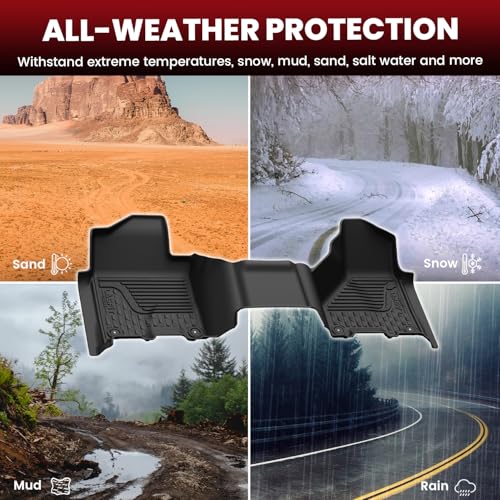 LASFIT Floor Mats 2019-2025 2026 for Ram 2500/3500 Mega Cab Bench Seat, Not for Bucket Seat or Model with PTO KIT or 4X4 Shifter, All Weather TPE Custom Fit Car Mats Floor Liners 1st & 2nd Row, Black - style: 3) 2500/3500 | 2019-2024 | Mega Cab Bench Seat