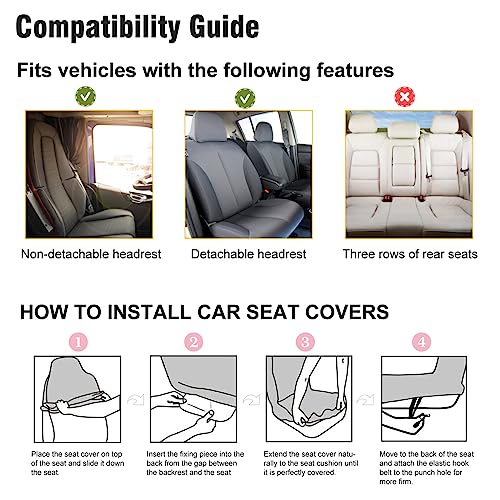 Sun and Moon Car Seat Covers Universal Fit Breathable Front Seat Protector for Cars, Trucks, SUVs, and Vans (Easy to Install, 2-Piece Set)
