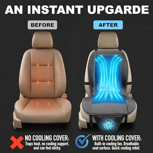 ZONETECH Black Cooling Car Seat Cushion 4-Pack 12V Automotive Adjustable Temperature Comfortable Car Seat Cooling Pad, Cooling Car Seat Cover for Car SUV Truck Universal Fit - color: Black 4 Pack
