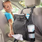 High Road Car Organizer with Car Trash Bag and Tissue Holder - Holds Full Size Tissue Box, Bottles and Wipe Containers - 2 Gal Leakproof Covered Car Trash Can with Push-Close Lid - color: Black