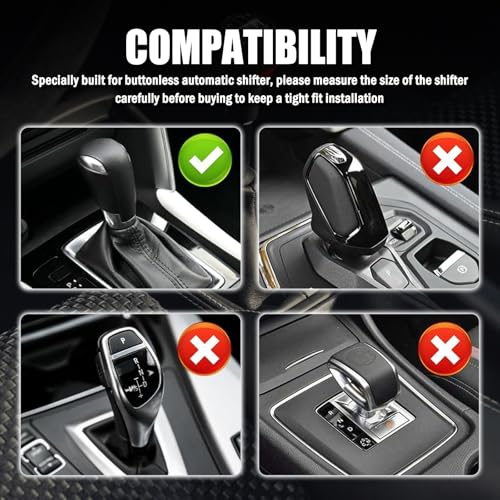 Leather Car Gear Shift Cover with Diamond Design,Stylish Gear Shift Knob Cover for Anti-Scratch Protection & Decoration,Universal Gears Shifter Covers Car Accessories for Men (Red)