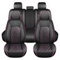 Huidasource Automotive Seat Covers, Leather Seat Cover Universal Fit for Most Cars Sedans SUVs Trucks, Airbag Compatible, Cup Holder Access, Easy Install, Wipes Clean, Wear-Resistant, Black&Purple - color: A-Black&Purple, size: 5pcs Full Set