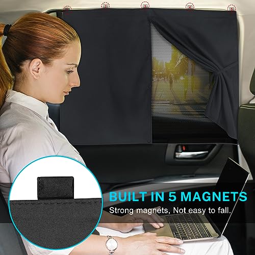 Car Window Shades, 2 PCS Magnetic Double Layer Auto Sun Shade for Side Windows Privacy Full Covers/Half Shade Options Back Car Window Curtains for Baby Protection - color: Black:2pack