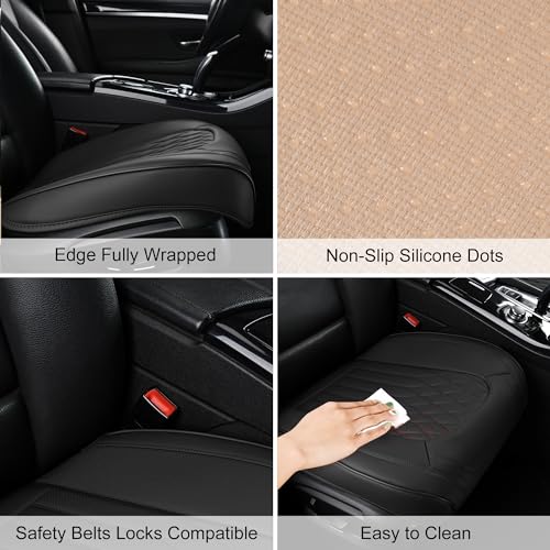 BWTJF Black Car Seat Cover 2 Pack, Universal Leather Front Seat Covers Bottom Protector, Anti-Slip and Full Wrapping Edge Compatible with Most of Vehicles - SUVs/Sedans/Pickup Trucks - color: Black, size: StyleB-Lozenge