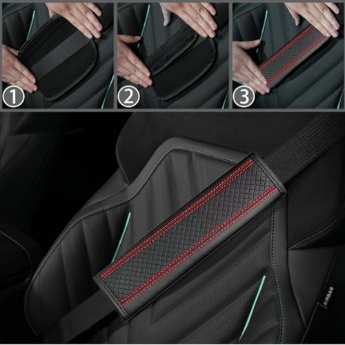 NBTEPEM 6 PCS Car Steering Wheel Cover Set, Microfiber Leather Steering Wheel Covers Universal 14.5-15 inch, Center Console Cover, Seat Belt Cushion, Cup Holder Coaster, Car Accessories Set Red - color: Black with red, size: Steering Wheel Cover Set