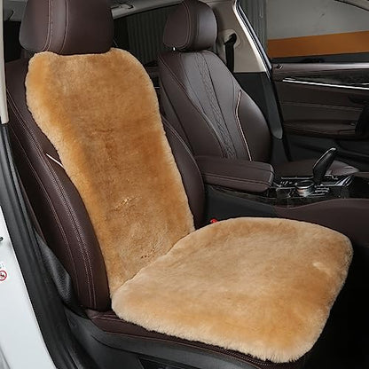 OGLAND Fuzzy Fluffy Fur Sheepskin Universal Car Seat Cover for Auto Soft Cozy Plush Wool Seat Cushion Accessories Automobiles (Honey Beige, 3 Pack Front) - color: Honey Beige