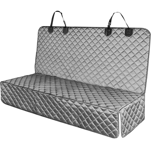 Waterproof Scratchproof Pet Bench Seat Covers for Cars, SUVs, Nonslip Durable Back Seat Cover for Dogs, 600D Oxford Fabric, Machine Washable - color: gray, size: Medium-52"W