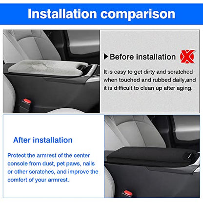 Autorder Center Console Cover for 2023 2024 2025 Toyota bZ4X /Subaru Solterra Accessories Armrest Cover Anti-Scratch Middle Console Pad Leather Armrest Protector - size: 23-25 bZ4X