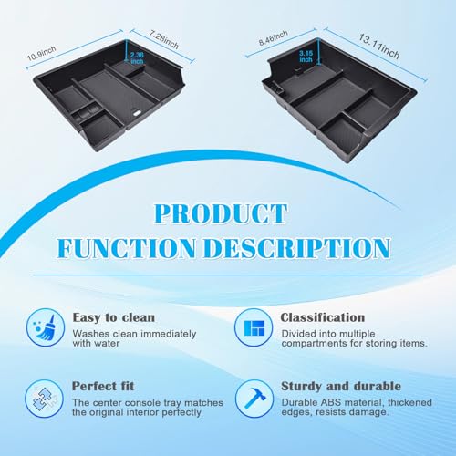 EDBETOS 2PCS Center Console Organizer Compatible with 2014-2018 Chevy Silverado/GMC Sierra 1500 Accessories 2015-2019 Silverado/Sierra 2500HD/3500HD Armrest Box Insert Tray, Full Console w/Bucket Seat