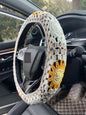Handmade Crochet Sun Moon Car Steering Wheel Covers Universal 14-15 inch,Cute Steering Wheel Cover,Car Accessories (Steering Wheel Cover) - color: Steering Wheel Cover