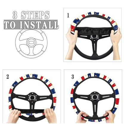 AFPANQZ Car Steering Wheel Covers 14-15" inch Universal Fit Most Car Sedans SUVs, American Stripe Star Print Breathable Steering Wheel Protector - color: American Stripe Star