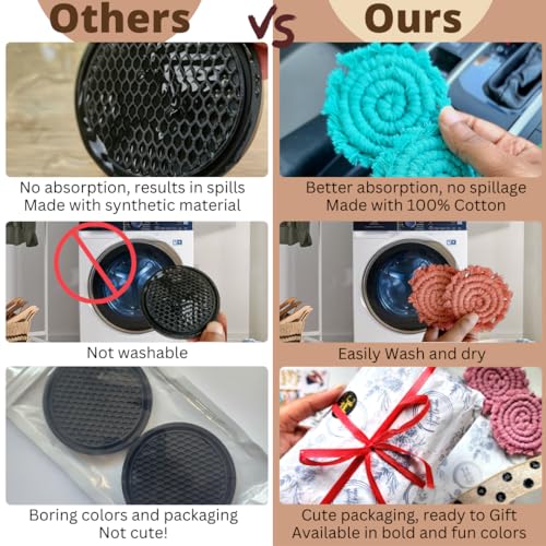Cotton Car Coasters for Cup Holders, 2PC Car Cup Coasters, Drink Coaster Holder, Cute cupholder Coaster Accessories for Women, Macrame, Boho (Vanilla White) - color: Vanilla White