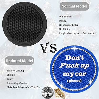 Car Cup Coasters 2 Pack - Bling Interior Accessories, Universal Cup Holder Inserts for SUV/Truck (Royal Blue, 2PC) - color: Royal Blue-2pc