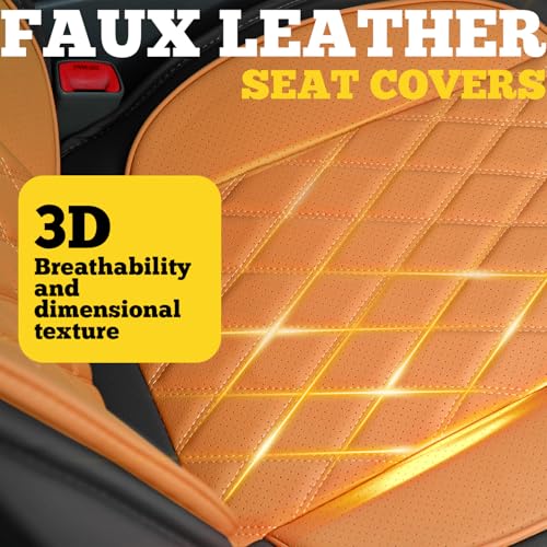 LINGVIDO Car Seat Covers Full Set (5 Seats) - Premium Perforated Nappa Leather, Waterproof Shield, Omni-Adapt Fit SUVs Sedans, Ultimate Family & Pet Protection - color: Black & Brown (A), size: Full Set (5 Seats)