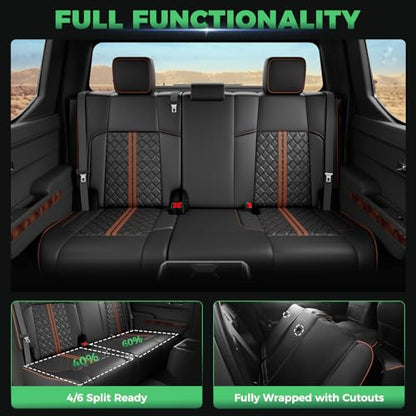 Custom Seat Covers for Tacoma 4th Gen 2024 2025 2026 Double Cab SR5/TRD Sport/TRD Off-Road/SR Full Set with Console Covers, Waterproof Leather Back and Front Seat Protectors Black Brown