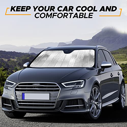 EcoNour Accordion Car Windshield Sun Shade | Reflective Car Window Shades for UV & Sun Protection | Foldable Windshield Cover Keeps Interior Cool | 26 x 56 Inches - size: Small