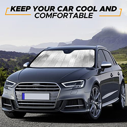 EcoNour Accordion Car Windshield Sun Shade | Reflective Car Window Shades for UV & Sun Protection | Foldable Windshield Cover Keeps Interior Cool | 26 x 56 Inches - size: Small