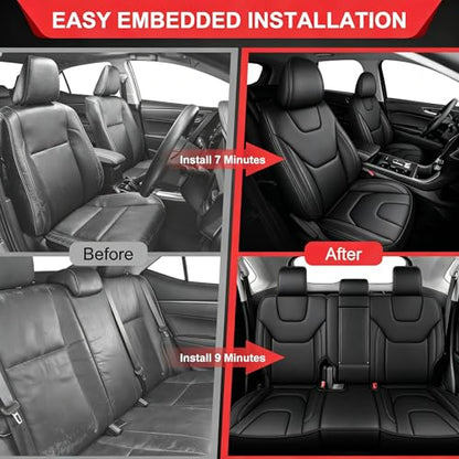 TTX LIGHTING Car Seat Covers Custom Fit for Ford Edge Seat Covers 2015 2016 2017 2018 2019 2020 2021 2022 2023 2024 Full Set Waterproof Faux Leather Cover Compatible with Airbag(5 Seat,Black) - size: 14.Edge 2015-2024 5 Seat Full Set
