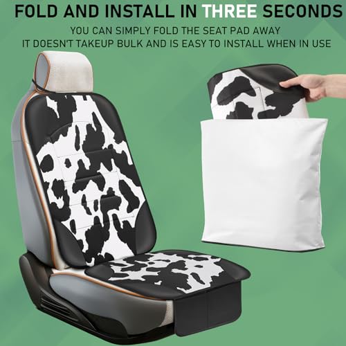 Car Seat Protector for Child Car Seat,Waterproof Car Seat Cover with Thick Padding, Non-Slip Backing, Protects Fabric & Leather Seats, 2 Mesh Storage Pockets(Cow Print)