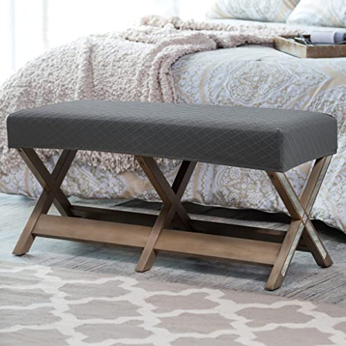 Fuloon Stretch Jacquard Dining Bench Cover - Anti-Dust Removable Bench Slipcover Washable Seat Cushion Protector for Bedroom, Kitchen, Hotel, Banquet (Gray) - color: Grey