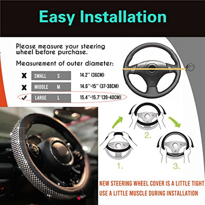 Large Size Bling Comfy Steering Wheel Cover with Jumbo Crystal Rhinestones, Anti-Slip Diamond Leather, 15.5-15.75 Inch (Black) - color: 5.Black, size: Large Size[15 1/2''-15 3/4'']