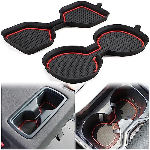 Auovo 3D Cup Holder Inserts for Toyota RAV4 Accessories 2025 2024 2023 2022 2021 2020 2019 Silicone Center Console Cup Holder Coaster Liner Mat Pad Interior Trims (Red, 2pcs kit) - color: Red, size: 2PCS