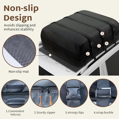 iBirdie Roof Rack Cargo Carrier 18.1 Cubic Feet, Soft-Shell Rooftop Cargo Box, Waterproof Heavy Duty 1200D for Car with/Without Roof Rack, Includes Anti-Slip Mat, Door Hooks, 46x34x20 inches - size: 46"x34"x20" 18.1 Cubic feet