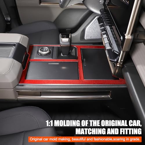 for Hummer EV Accessories Center Console Gear Shift Panel Trim Cover Real Carbon Fiber Gear Shift Control Anti-Scratch Panel Decorative Sticker Compatible with Hummer EV Pickup SUV 2024 2025 (Red) - style: Red