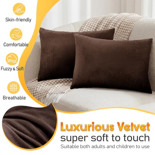 1 MIDDLE ONE 2 Pack Small Pillow, 16 X 12 Inches, Memory Foam Mini Pillow for Travel, Camping, Sleeping, Nap and Neck, Knee, Lumbar Support, Tiny Cushion for Pet, Dogs (Brown) - color: Brown, size: 16x12 inch
