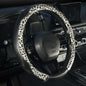 KAFEEK Leopard Print Steering Wheel Cover for Women, Classy Carbon Fiber and Soft Microfiber Leather, 15 Inch Universal Car Wheel Protector, Aesthetic Off-White Cheetah Print, Anti-Slip & Breathable