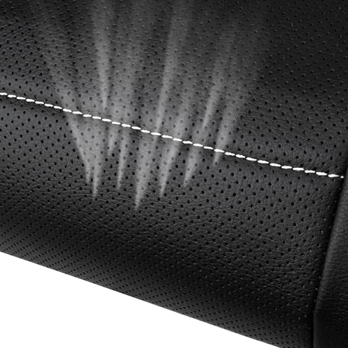 CAR PASS Universal Reflect Piping Leather Car Seat Cover, Fit for suvs,Van,Trucks,Airbag Compatible,Inside Zipper Design and Reserved Opening Holes (Full Set, Black and Grey) - color: Full Set Black Grey