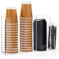 4 Compartments Acrylic Coffee Cup and Lid Storage Organizer Holder Disposable Paper Cup Dispenser Organizer Plastic Lid Holder Accessories for Kitchen Bar Shop Party Supplies(Transparent)